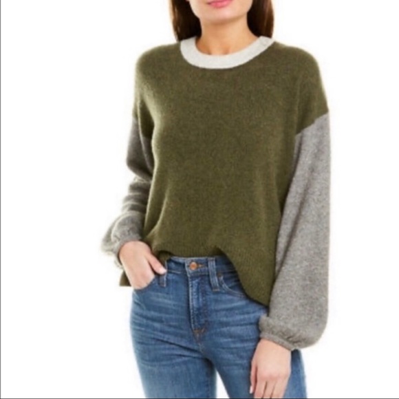 Madewell Sweaters - Madewell Green & Grey Colorblock Payton Sweater
